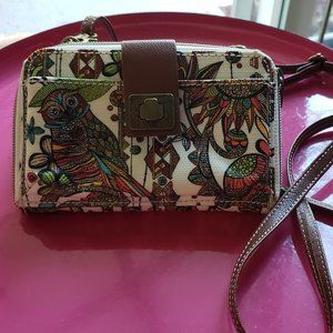 Colorful Owl Print Crossbody Wallet Purse